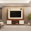 Ver imagem 3 de Home Noah 2 Portas Deslizantes Prateleira com Led para Tv de Ate 65 Polegadas Freijo Off White - Dj