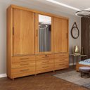 Ver imagem 2 de Guarda Roupa Chicago 3 Portas 9 Gavetas Com Espelho e Pés Tcil:Cinamomo