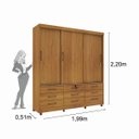 Ver imagem 5 de Guarda Roupa Chicago 3 Portas 9 Gavetas Com Espelho e Pés Tcil:Cinamomo