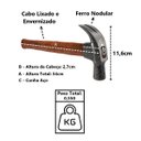 Ver imagem 3 de Martelo Unha Premium Cabo Madeira Envernizado Cunha Aço 27mm Minasul