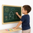 Ver imagem 5 de Lousa Quadro Verde Grande Infantil Mural Parede Restaurante Escola 60x40cm Madeira Multiuso Estudos