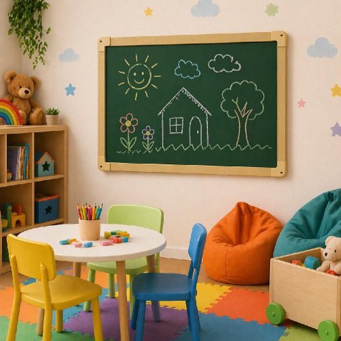 Lousa Quadro Verde Grande Infantil Mural Parede Restaurante Escola 60x40cm Madeira Multiuso Estudos 