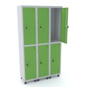 Ver imagem 1 de ROUPEIRO DE AÇO 3M 06 PORTAS FECHADURA PANDIN - CINZA/VERDE GRF 503/6 DI
