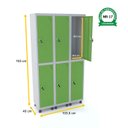 Ver imagem 2 de ROUPEIRO DE AÇO 3M 06 PORTAS FECHADURA PANDIN - CINZA/VERDE GRF 503/6 DI