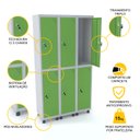 Ver imagem 3 de ROUPEIRO DE AÇO 3M 06 PORTAS FECHADURA PANDIN - CINZA/VERDE GRF 503/6 DI