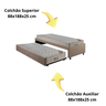 Bicama Box Solteiro Linho Marrom 88x188 com Dois Colchões Airtech Molas Ensacadas Ortobom - 7