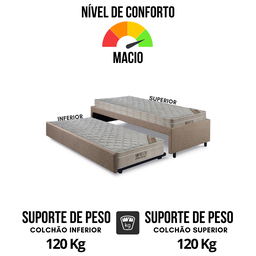 Bicama Box Solteiro Linho Marrom 88x188 com Dois Colchões Airtech Molas Ensacadas Ortobom - 6
