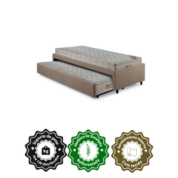 Bicama Box Solteiro Linho Marrom 88x188 com Dois Colchões Airtech Molas Ensacadas Ortobom - 5