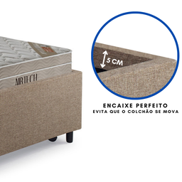 Bicama Box Solteiro Linho Marrom 88x188 com Dois Colchões Airtech Molas Ensacadas Ortobom - 8