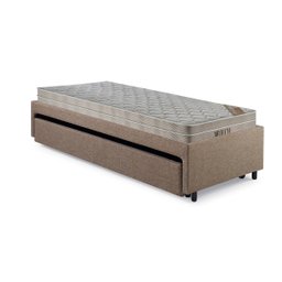 Bicama Box Solteiro Linho Marrom 88x188 com Dois Colchões Airtech Molas Ensacadas Ortobom - 10