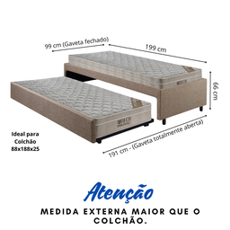 Bicama Box Solteiro Linho Marrom 88x188 com Dois Colchões Airtech Molas Ensacadas Ortobom - 2