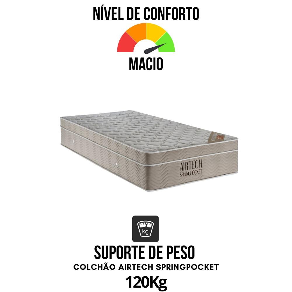 Bicama Box Solteiro Linho Marrom 88x188 com Dois Colchões Airtech Molas Ensacadas Ortobom - 8