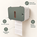 Ver mais imagens de Dispenser Automático de Papel Higiênico em Rolo com Sensor Branco e Verde para Banheiro 21x14x14 cm