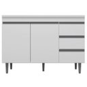 Ver imagem 1 de Balcão Gabinete de Pia sem Tampo 100cm 2 Portas 3 Gavetas Andréia Branco - Ajl Móveis