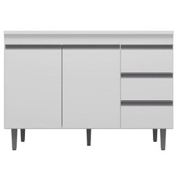 Balcão Gabinete de Pia sem Tampo 100cm 2 Portas 3 Gavetas Andréia Branco - Ajl Móveis - 1