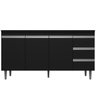 Balcão Gabinete de Pia sem Tampo 160cm 3 Portas 3 Gavetas Andréia Branco/Preto Total - AJL Móveis - 1
