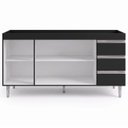 Ver imagem 4 de Balcão Gabinete de Pia sem Tampo 160cm 3 Portas 3 Gavetas Andréia Branco/Preto Total - AJL Móveis
