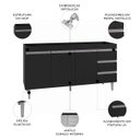 Ver imagem 2 de Balcão Gabinete de Pia sem Tampo 160cm 3 Portas 3 Gavetas Andréia Branco/Preto Total - AJL Móveis