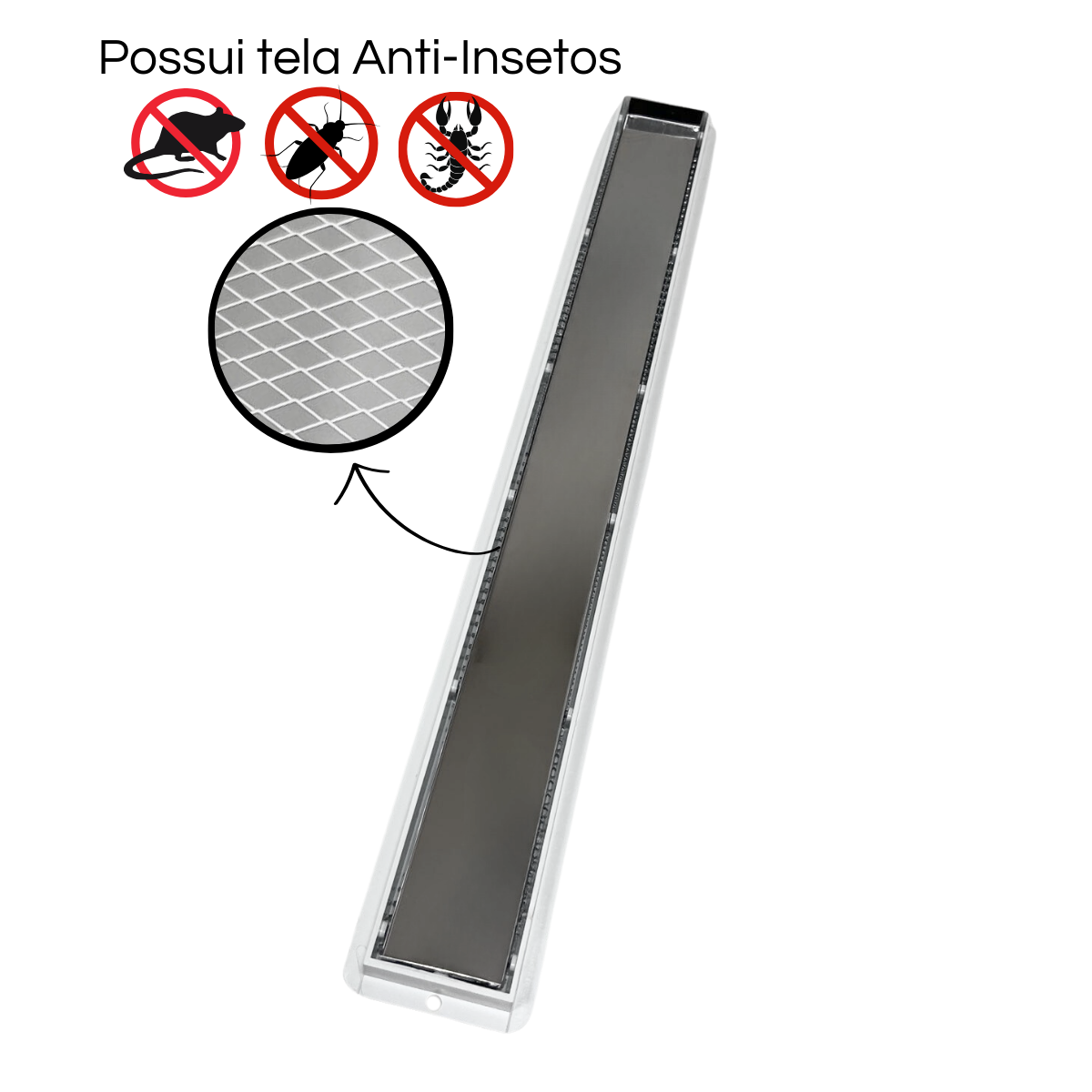 Ralo Banheiro 5x50 Inox 2 em 1 Invisivel Coletor Branco e Tela - 4