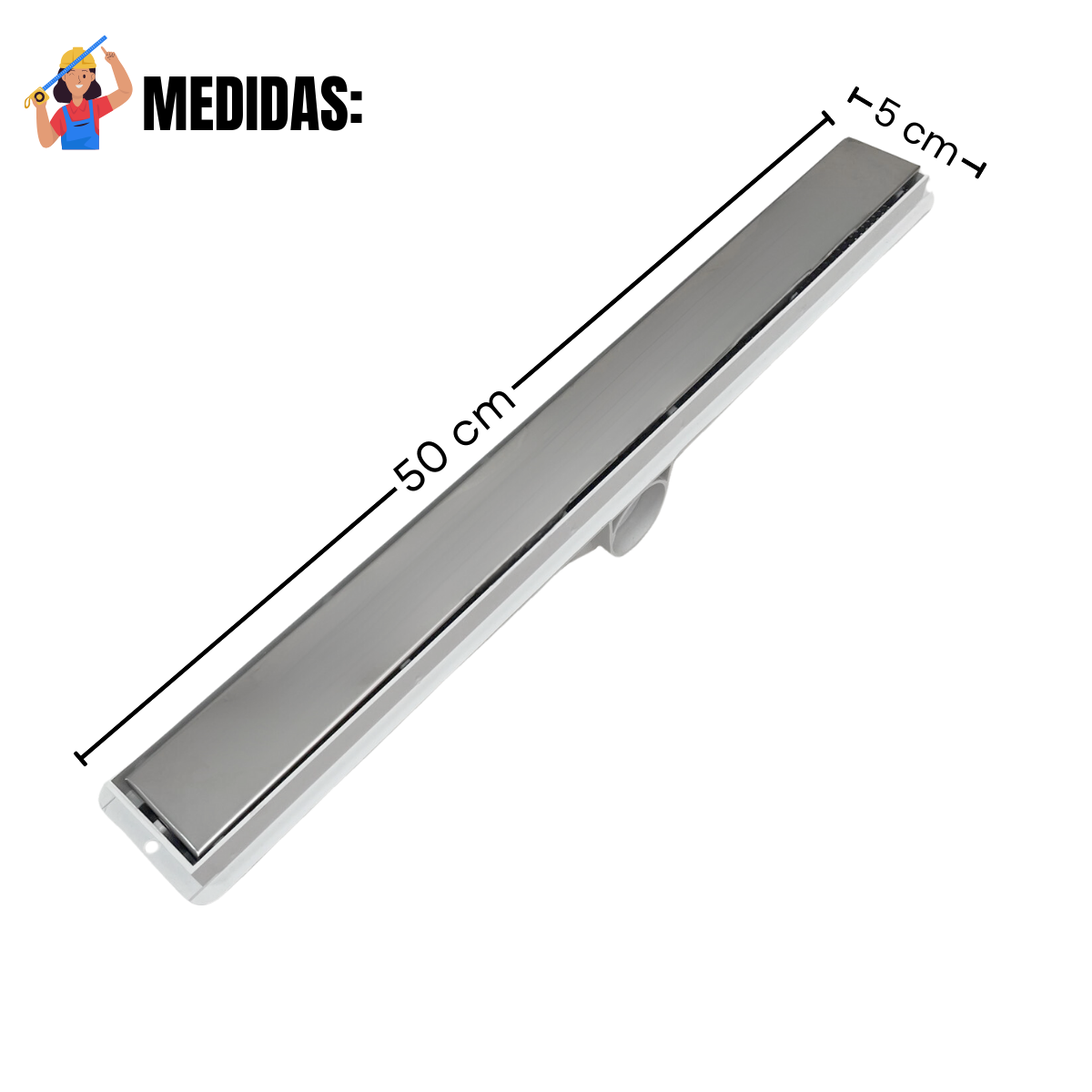 Ralo Banheiro 5x50 Inox 2 em 1 Invisivel Coletor Branco e Tela - 3