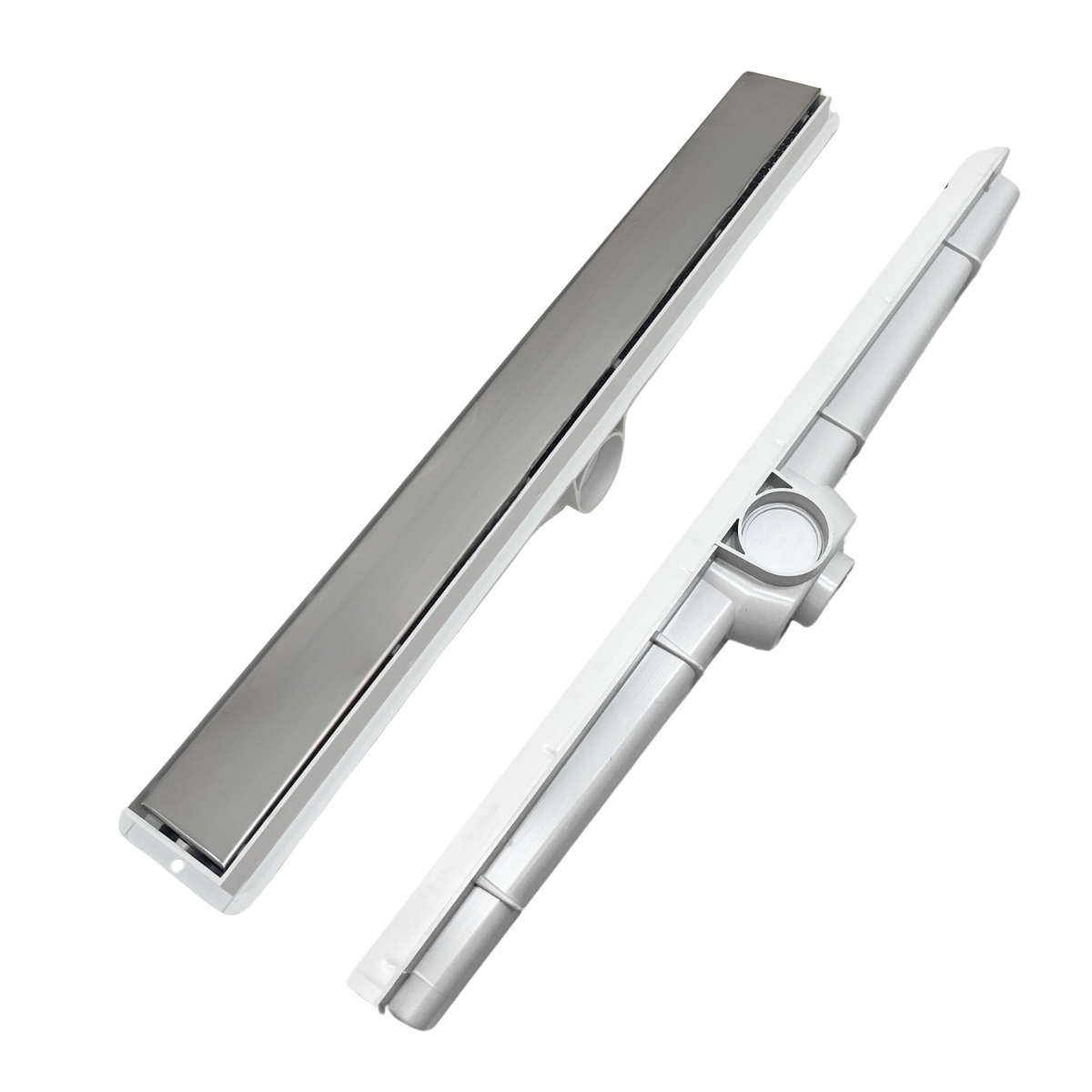 Ralo Banheiro 5x50 Inox 2 em 1 Invisivel Coletor Branco e Tela - 1