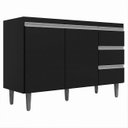 Ver imagem 3 de Balcão Gabinete de Pia sem Tampo 120cm 2 Portas 3 Gavetas Andréia Preto Total - AJL Móveis