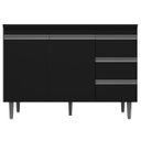 Ver imagem 1 de Balcão Gabinete de Pia sem Tampo 100cm 2 Portas 3 Gavetas Andréia Preto Total - Ajl Móveis