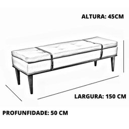 Recamier Puff Londres Luxo Madeira Maciça Linho Bege Claro - 3