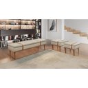 Ver imagem 2 de Recamier Puff Londres Luxo Madeira Maciça Linho Bege Claro