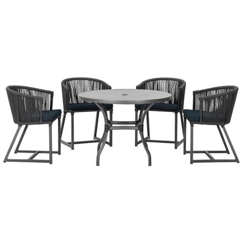 Mesa com 4 Cadeiras e Noronha Estofado 12 Trama Original Preto