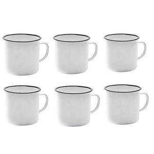 Kit Ágata Esmaltada Com 6 Canecas 90 ML Branca