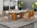 Ver imagem 7 de Conjunto Sala de Jantar Ísis 2,00m com 6 Cadeiras Tampo Orgânico Off White c/ Vidro Cinamomo/Sintéti