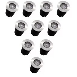 Kit 10 Balizadores Piso Jardim Embutir Led 1w Ip 67 Blindado Bivolt - 1