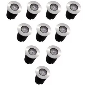 Kit 10 Balizadores Piso Jardim Embutir Led 1w Ip 67 Blindado Bivolt