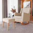 Ver imagem 2 de Poltrona de Amamentação com Balanço e Puff Aquila Bege - Ideal