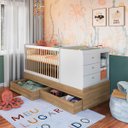 Ver imagem 1 de Berço Cama com Cômoda e Gavetões Aveiro e Branco Completa Móveis