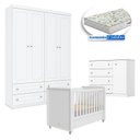 Ver imagem 1 de Quarto Infantil 4 Portas Americano com Berço Tutto New Branco Fosco e Colchão Gazin - Matic