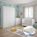 Ver mais imagens de Quarto Infantil 4 Portas Americano com Berço Tutto New Branco Fosco e Colchão Gazin - Matic