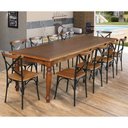 Ver imagem 1 de Conjunto Jantar Mesa Leonora Madeira Maciça 240x100 com 10 Cadeiras Paris Base Alumínio - Castanho
