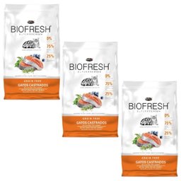 KIT3UN Ração Biofresh Gatos Castrados 7,5kg Sem Transgênicos - 1