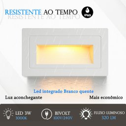 3 Balizador Escada Externa Embutir Parede Led 3000k Zan42 - 4