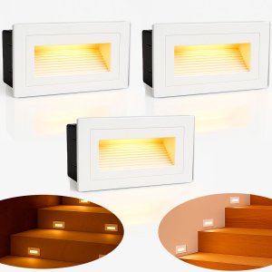 3 Balizador Escada Externa Embutir Parede Led 3000k Zan42