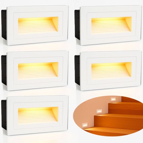 5 Balizador Externo para Escada Parede Embutir Led 3000k Zan42