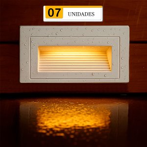 7 Balizador Led 3000k de Parede Escada Externo Embutir Zan42