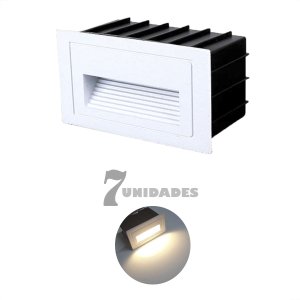 7 Balizador Led 3000K De Parede Escada Externo Embutir Zan42