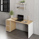 Ver imagem 4 de Nicho de Parede para Escritório 2 Prateleiras 2 Nichos MDP Macadâmia com Branco F5 Office
