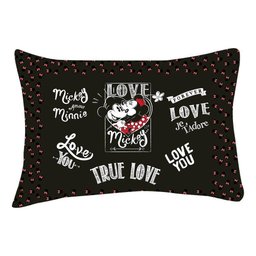 Fronha Portallar Malha Disney Estampa Localizada Jadore Love Black 48cmx68cm Preto - 1