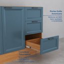 Ver imagem 7 de Cozinha Compacta Planejada 4 Peças 1 Paneleiro Duplo 2 Aéreos 1 Balcão Soho CabeCasa MadeiraOriginals Azul/Freijó