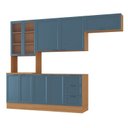 Ver imagem 2 de Cozinha Compacta Planejada 4 Peças 1 Paneleiro Duplo 2 Aéreos 1 Balcão Soho CabeCasa MadeiraOriginals Azul/Freijó