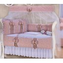 Ver imagem 1 de Kit Berço para Berço Americano e Nacional Rosê Laço Floral Menina Princesinha Luxo Cor:rosê